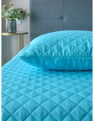Покрывало с подушками АЭЛИТА Покрывало, 2 подушки (ультрастеп) 180x200 (голубой)