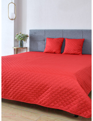 Покрывало с подушками АЭЛИТА Покрывало, 2 подушки (ультрастеп) 180x200 (красный)