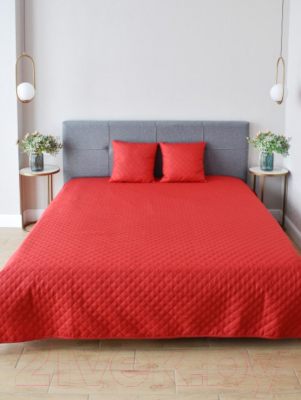 Покрывало с подушками АЭЛИТА Покрывало, 2 подушки (ультрастеп) 180x200 (красный)