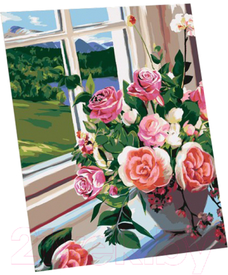 Картина по номерам Школа талантов Букет роз на окне / 5351087