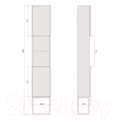Шкаф-пенал для ванной Дабер 018 / СТ18.0.1.12Б (мрамор черный/белый)