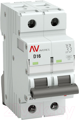 Выключатель автоматический EKF Averes AV-6 2P 16A (D) 6kA / mcb6-2-16D-av