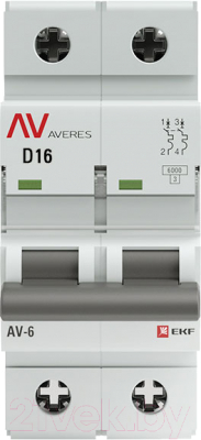 Выключатель автоматический EKF Averes AV-6 2P 16A (D) 6kA / mcb6-2-16D-av