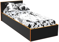 Односпальная кровать МДК Black BL-КР9О 80x200/700x852x2032 (черный/кромка оранжевая) - 