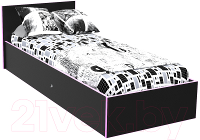 Односпальная кровать МДК Black BL-КР9Р 80x200/700x852x2032 (черный/кромка розовая)