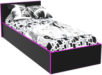 Односпальная кровать МДК Black BL-КР9Ф 80x200/700x852x2032 (черный/кромка фуксия) - 