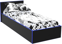 Односпальная кровать МДК Black BL-КР9С 80x200/700x852x2032 (черный/кромка синяя) - 