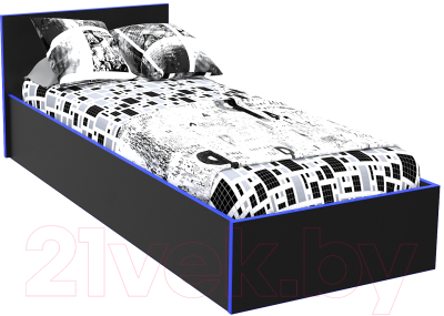 Односпальная кровать МДК Black BL-КР9С 80x200/700x852x2032 (черный/кромка синяя)