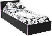Односпальная кровать МДК Black BL-КР10Р 100x200/700x1052x2032 (черный/кромка розовая) - 