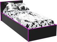 Односпальная кровать МДК Black BL-КР10Ф 100x200/700x1052x2032 (черный/кромка фуксия) - 