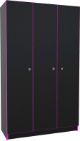 Шкаф МДК Black 3-х створчатый BL-СК3Ф 490x1200x1980 (черный/кромка фуксия) - 