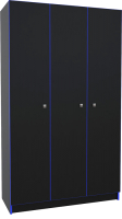 Шкаф МДК Black 3-х створчатый BL-СК3С 490x1200x1980 (черный/кромка синяя) - 
