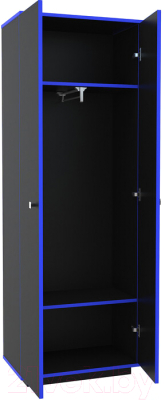 Шкаф МДК Black 2-х створчатый низкий BL-ГШ3С 370x650x1800 (черный/кромка синяя)