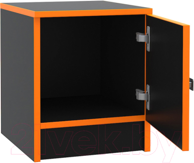 Прикроватная тумба МДК Black BL-КМ3О 420x350x380 (черный/кромка оранжевая)