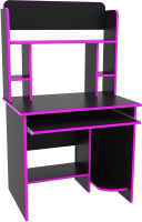 Компьютерный стол МДК Black BL-СТК2Ф с надстройкой 1516x900x600 (черный/кромка фуксия) - 