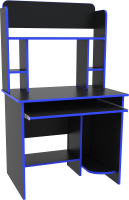 Компьютерный стол МДК Black BL-СТК2С с надстройкой 1516x900x600 (черный/кромка синяя) - 