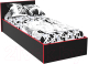 Односпальная кровать МДК Black BL-КР10К 100x200/700x1052x2032 (черный/кромка красная) - 