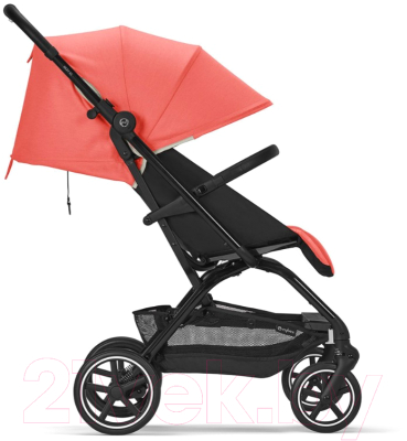 Детская прогулочная коляска Cybex Eezy S+2 BLK с дождевиком и бампером (Hibiscus Red)