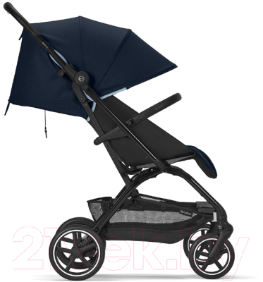 Детская прогулочная коляска Cybex Eezy S+2 BLK с дождевиком и бампером (Ocean Blue)