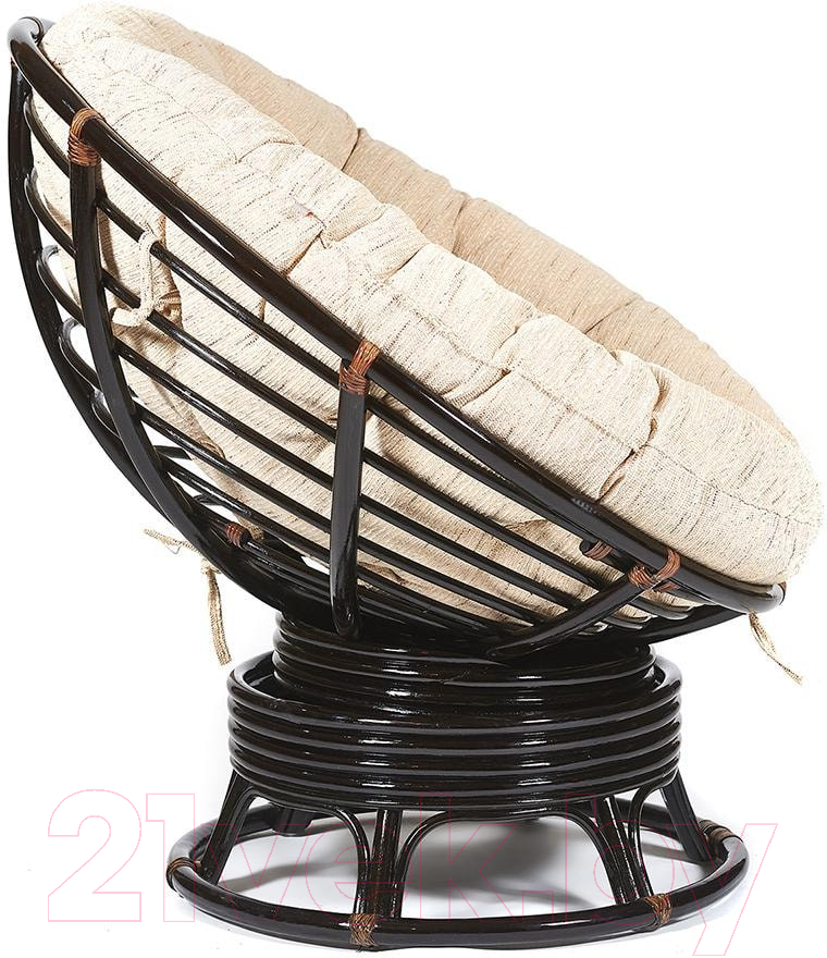 Кресло-качалка Tetchair Papasan W 23/01 B с подушкой (античный черно-коричневый/ткань старт) — фото 3