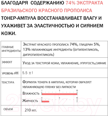 Тонер для лица Derma Factory Propolis 74% Ampoule Toner С красным прополисом (210мл)