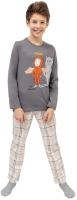 Пижама детская Mark Formelle 563320 (р.128-64, графит/серо-бежевая клетка) - 