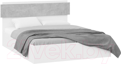 Двуспальная кровать ТриЯ Нео тип 1 с ПМ и заглушиной 160x200 (белый/ателье светлый)