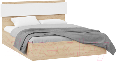 Двуспальная кровать ТриЯ Нео с ПМ Тип 1 и заглушиной 160x200 (дуб крафт золотой/белый)