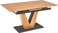 Обеденный стол Halmar Umberto 160-200x90x77 (дуб натуральный/черный) - 