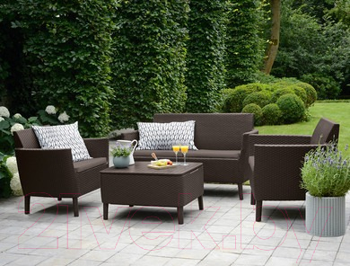 Комплект садовой мебели Keter Salemo 2-Sofa Set / 253228 (коричневый)