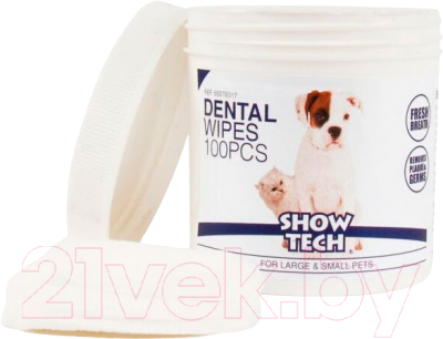 Влажные салфетки для ухода за животными Show Tech Dental Wipes / 55STE017 (100шт)
