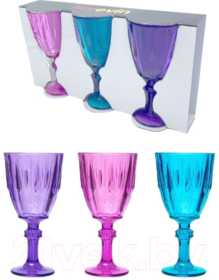 Набор бокалов Herevin Colored Paited Footed 131602-001 (3шт, фиолетовый/розовый/голубой)