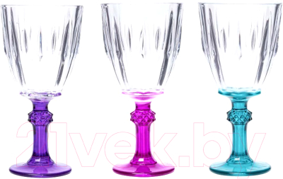 Набор бокалов Herevin Foot Paited 131602-004 (3шт, фиолетовый/розовый/голубой)