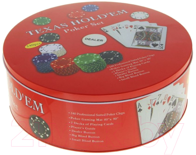 Набор для покера Sima-Land Карты 2 колоды, фишки 240шт / 427374