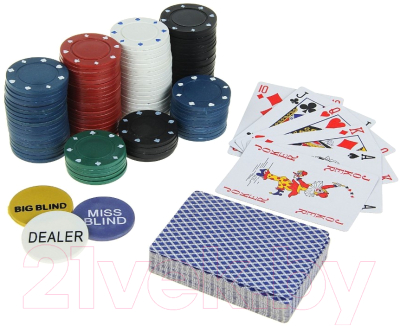 Набор для покера Sima-Land Карты 2 колоды, фишки 200шт / 278719