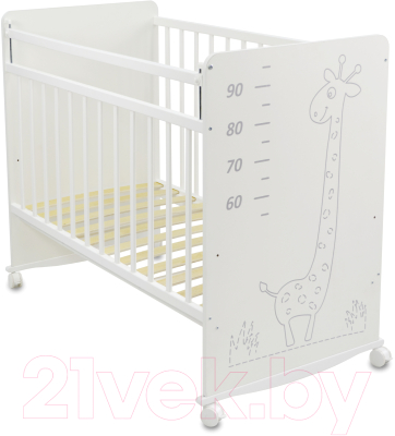 Детская кроватка СКВ 4 Жираф / 401001-2 (белый/серый)