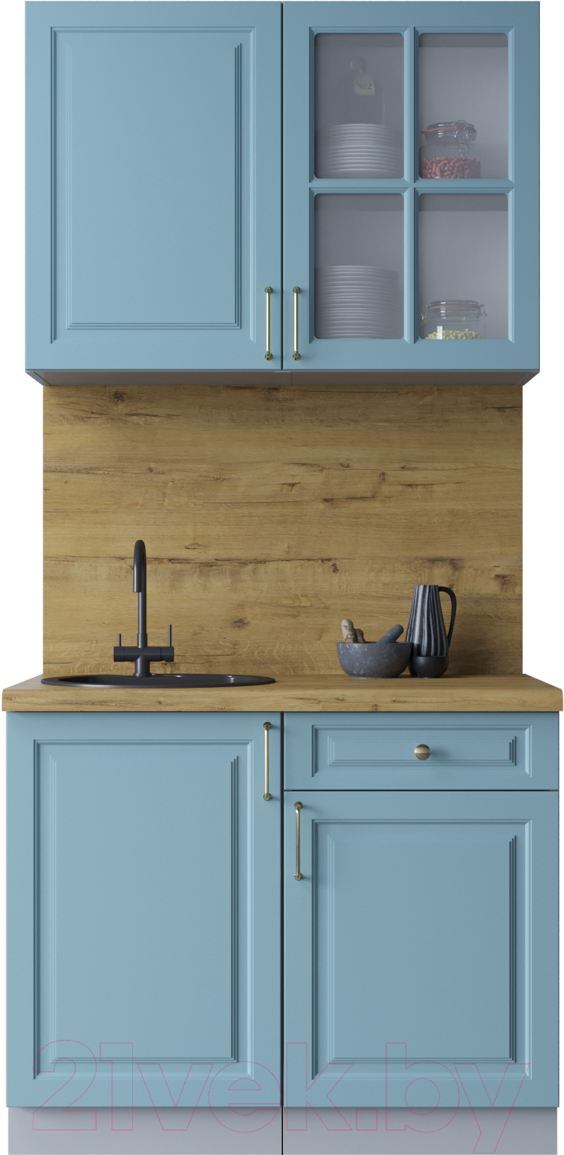Кухонный гарнитур Interline Мила Шато 1.0А (океан/океан/дуб бунратти)