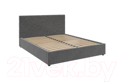 Двуспальная кровать Bravo Мебель Нельсон Стандарт Цветок 160x200 с металлокаркасом (холодный серый)