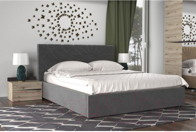 Двуспальная кровать Bravo Мебель Нельсон Стандарт Цветок 160x200 с ПМ (холодный серый)