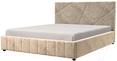 Двуспальная кровать Bravo Мебель Нельсон Стандарт Абстракция 160x200 с металлокаркасом (серо-бежевый)