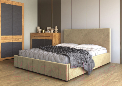 Двуспальная кровать Bravo Мебель Нельсон Стандарт Вертикаль 160x200 с ПМ (серо-бежевый)