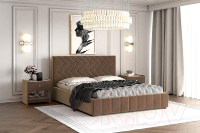 Полуторная кровать Bravo Мебель Нельсон Стандарт Зигзаг с ПМ 120x200 (светло-бежевый)