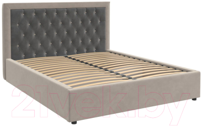 Двуспальная кровать Bravo Мебель Мартина Стандарт с металлокаркасом 160x200 (бежевый/холодный-серый)
