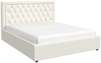 Двуспальная кровать Bravo Мебель Мартина Стандарт с ПМ 160x200 (Santorini-0402, белый, со стразами) - 