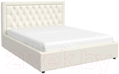 Двуспальная кровать Bravo Мебель Мартина Стандарт с ПМ 160x200 (Santorini-0402, белый, со стразами)