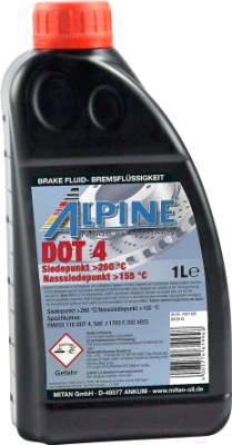 Тормозная жидкость ALPINE Brake Fluid DOT 4 / 0101103 (1л)