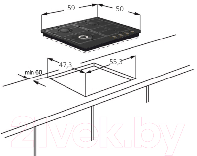 Газовая варочная панель Monsher MKFG 60G40me096-SFT