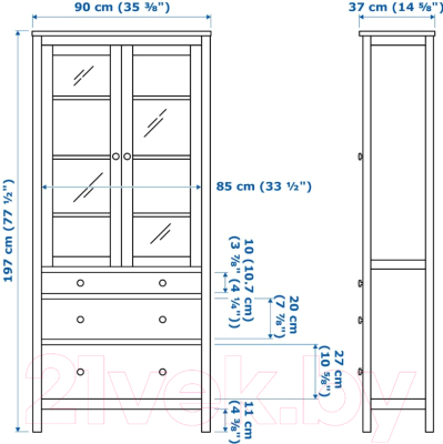 Шкаф с витриной Ikea Хемнэс 103.734.43