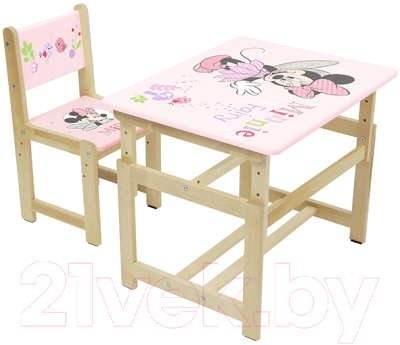 Комплект мебели с детским столом Polini Kids Disney Baby. 400 SM Минни Маус (розовый)