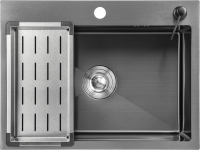 Мойка кухонная Saniteco 6045 Nano (с сифоном, дозатором и коландером) - 